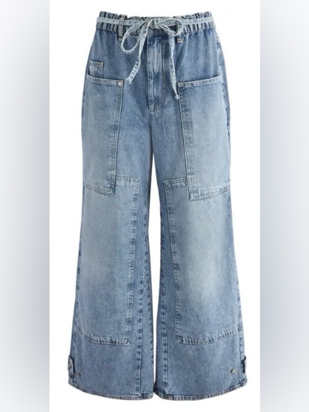 Free People We The Free CRVY Outlaw Wide Leg Utility Jeans L Cropped